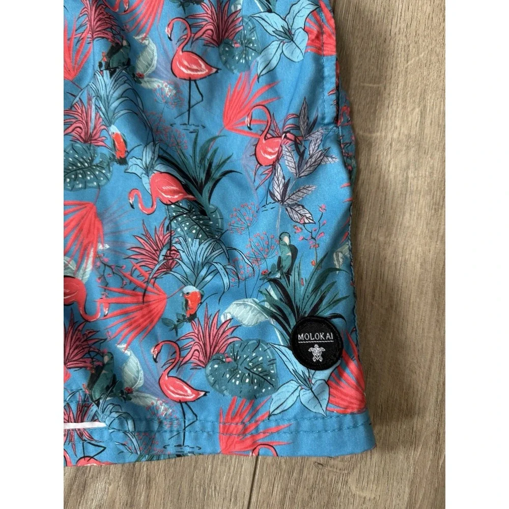 Molokai Surf‎ Co Tropical Flamingo Swim/board Trunks Men's Size Small